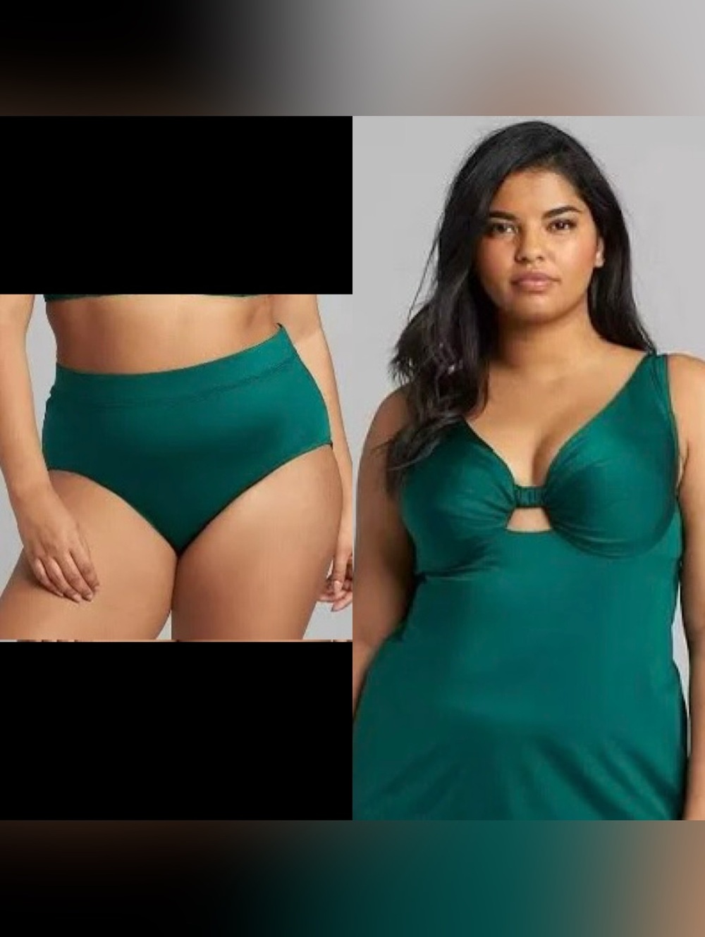 Cacique botanical gardens shimmer green tankini two piece swimsuit 18